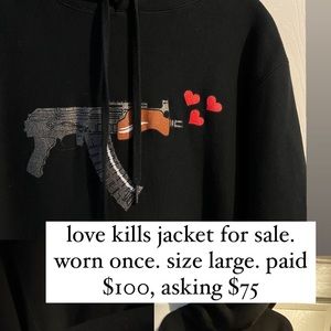 Black Unisex Love Kills Hoodie Large